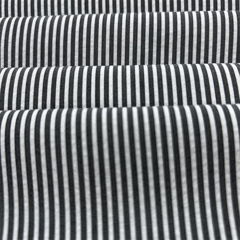150D Cationic Recycled Polyester Vertical Strip Fabric Effetto doppio tono in pantaloni e bottoni